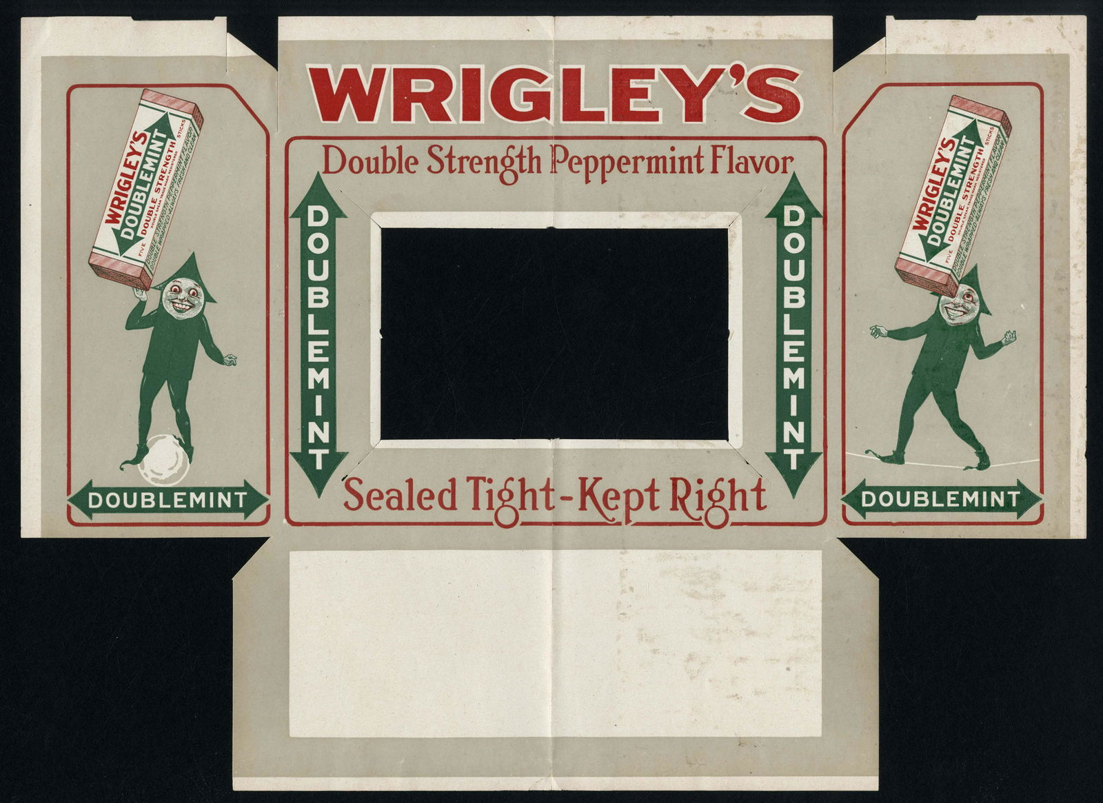 Wrigley's Doublemint Chewing Gum Box Label for Box with: 11 X 15; Looks like this would be the label for the old tin display boxes with the glass top.