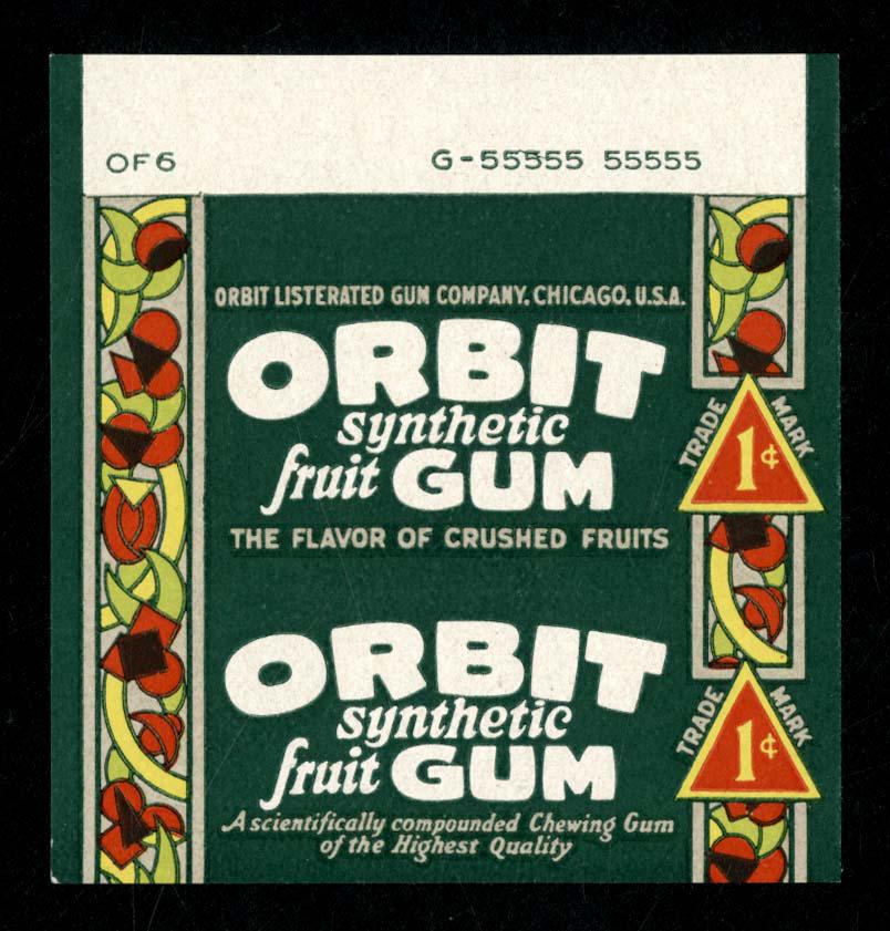 Wrigley's Orbit Fruit Chewing Gum Single Stick Wrapper: 2.5 X 2.4