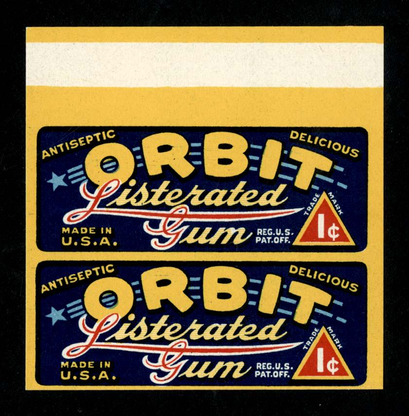 Wrigley's Orbit Listerated Single Stick Gum Wrapper for: 2.5 X 2.5