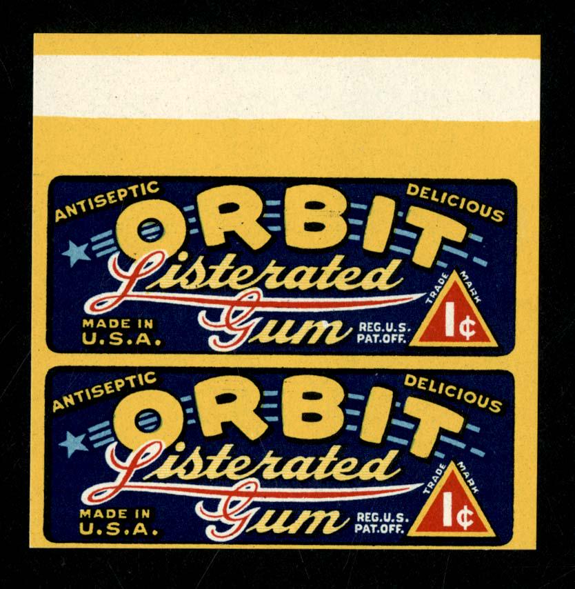 Wrigley's Orbit Listerated Single Stick Gum Wrapper for: 2.5 X 2.5