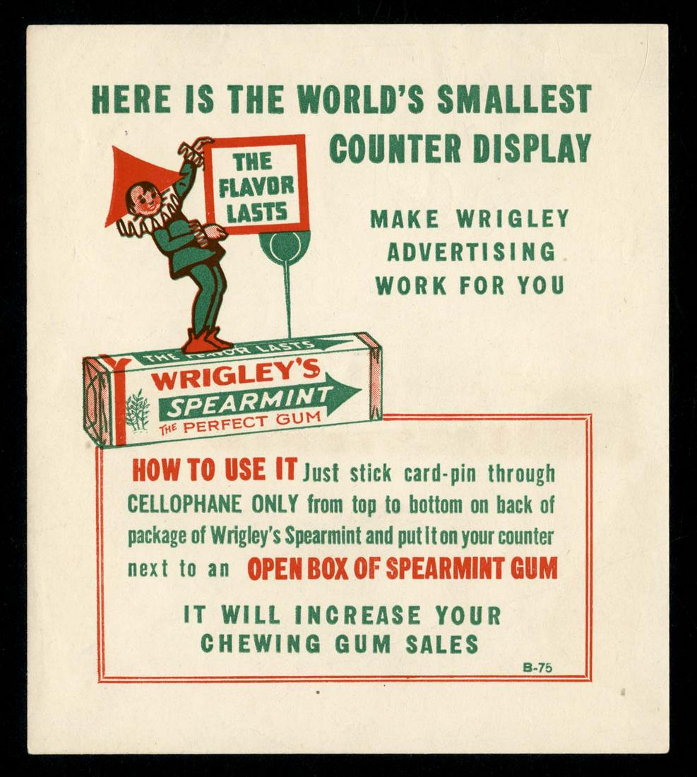 Wrigley's Spearmint Chewing Gum "World's Smallest: 5 X 4