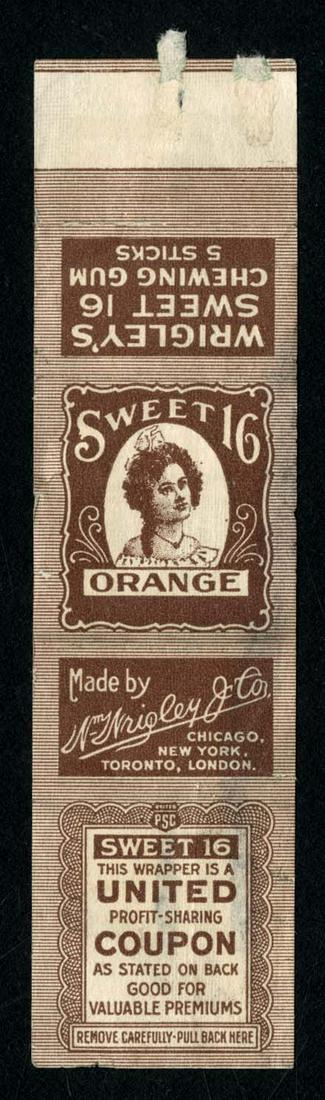 Wrigley's Sweet 16 Orange Chewing Gum 5 Stick Wrapper: 4.5 X 1.1