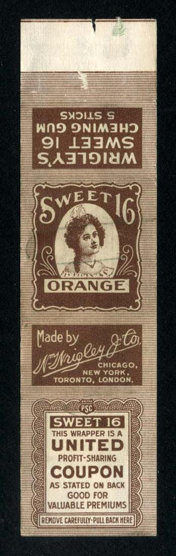 Wrigley's Sweet 16 Orange Chewing Gum 5 Stick Wrapper: 4.5 X 1.1