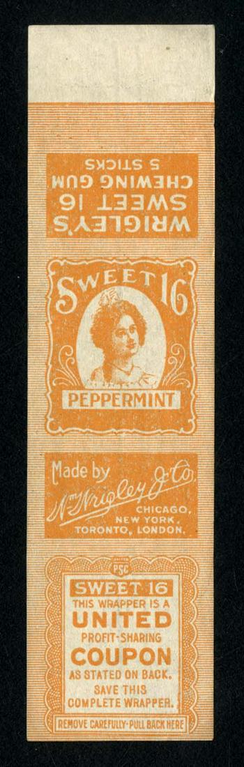 Wrigley's Sweet 16 Peppermint Chewing Gum 5 Stick: 4.5 X 1.1