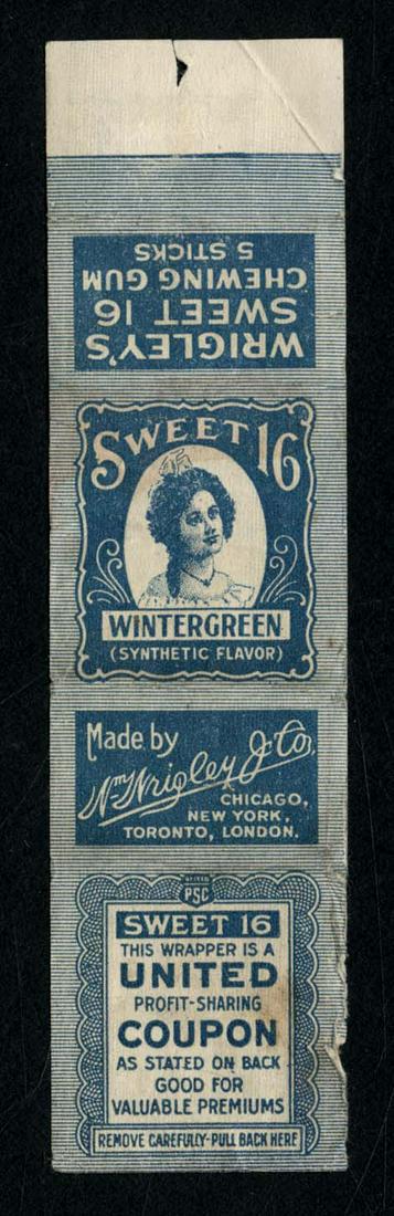 Wrigley's Sweet 16 Wintergreen Chewing Gum 5 Stick: 4.5 X 1.1