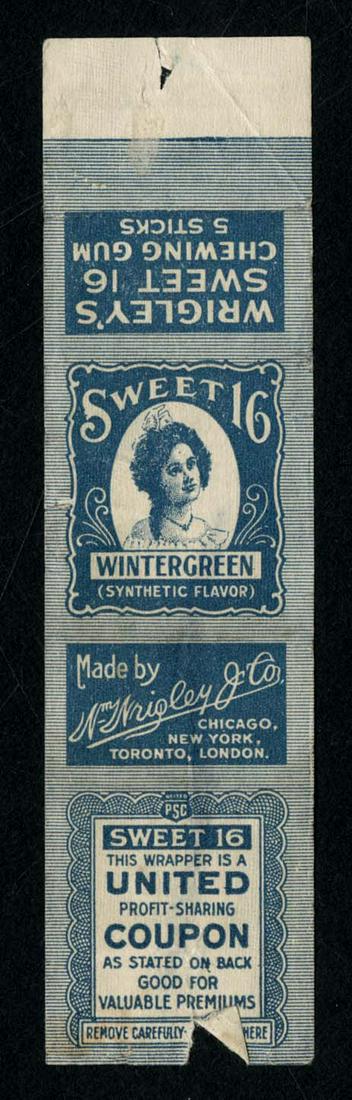Wrigley's Sweet 16 Wintergreen Chewing Gum 5 Stick: 4.5 X 1.1