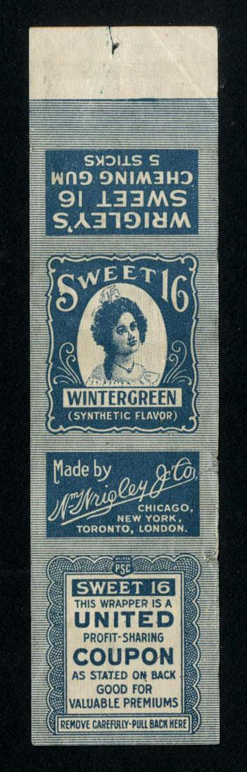 Wrigley's Sweet 16 Wintergreen Chewing Gum 5 Stick: 4.5 X 1.1