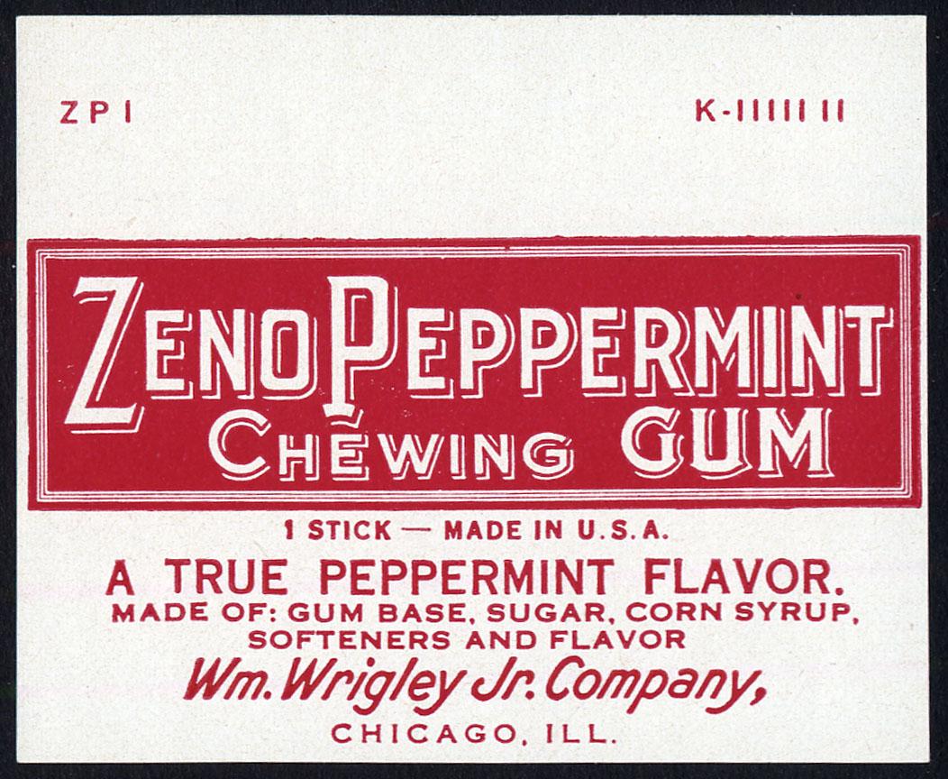 Wrigley's Zeno Peppermint Chewing Gum Single Stick: 2.25 X 2.75