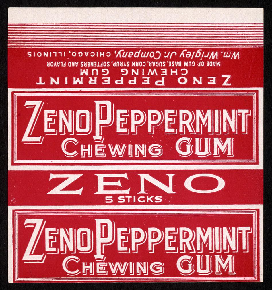 Wrigley's Zeno Peppermint 5 Stick Chewing Gum Wrapper: 3 X 2.75