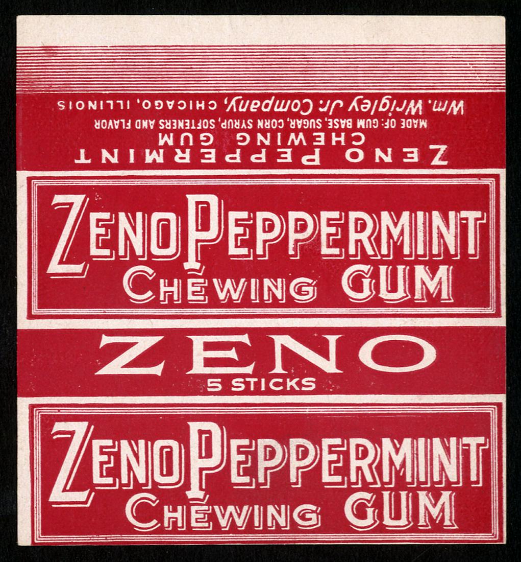 Wrigley's Zeno Peppermint 5 Stick Chewing Gum Wrapper: 3 X 2.75