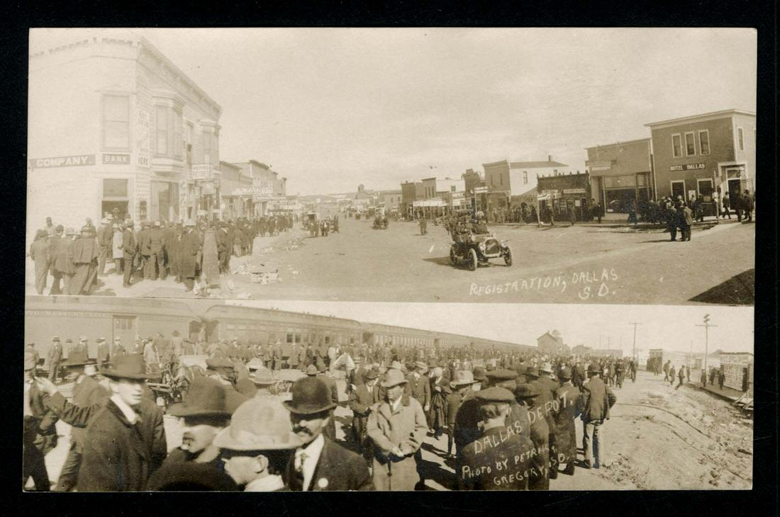 RPPC - Best Miscellaneous - South Dakota Land Rush: Land rush in Dallas, South Dakota. Kruxo RPPC by Petrik Gregory, South Dakota.