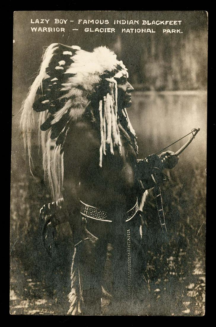 RPPC - Native American - Blackfeet Warrior, Lazy Boy (1 of 1)