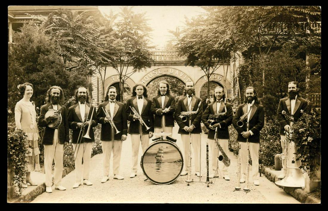 RPPC - USA Views - House of David Band: Fabulous image of the Benton Harbor group, posed with instruments. AZO back, unused.