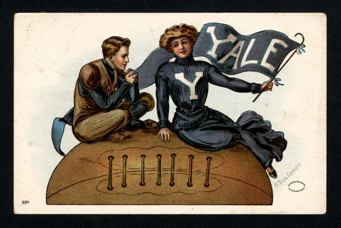 Christy, F. Earl: 1907 College Series Number 95 Yale Football Girl, postally used.