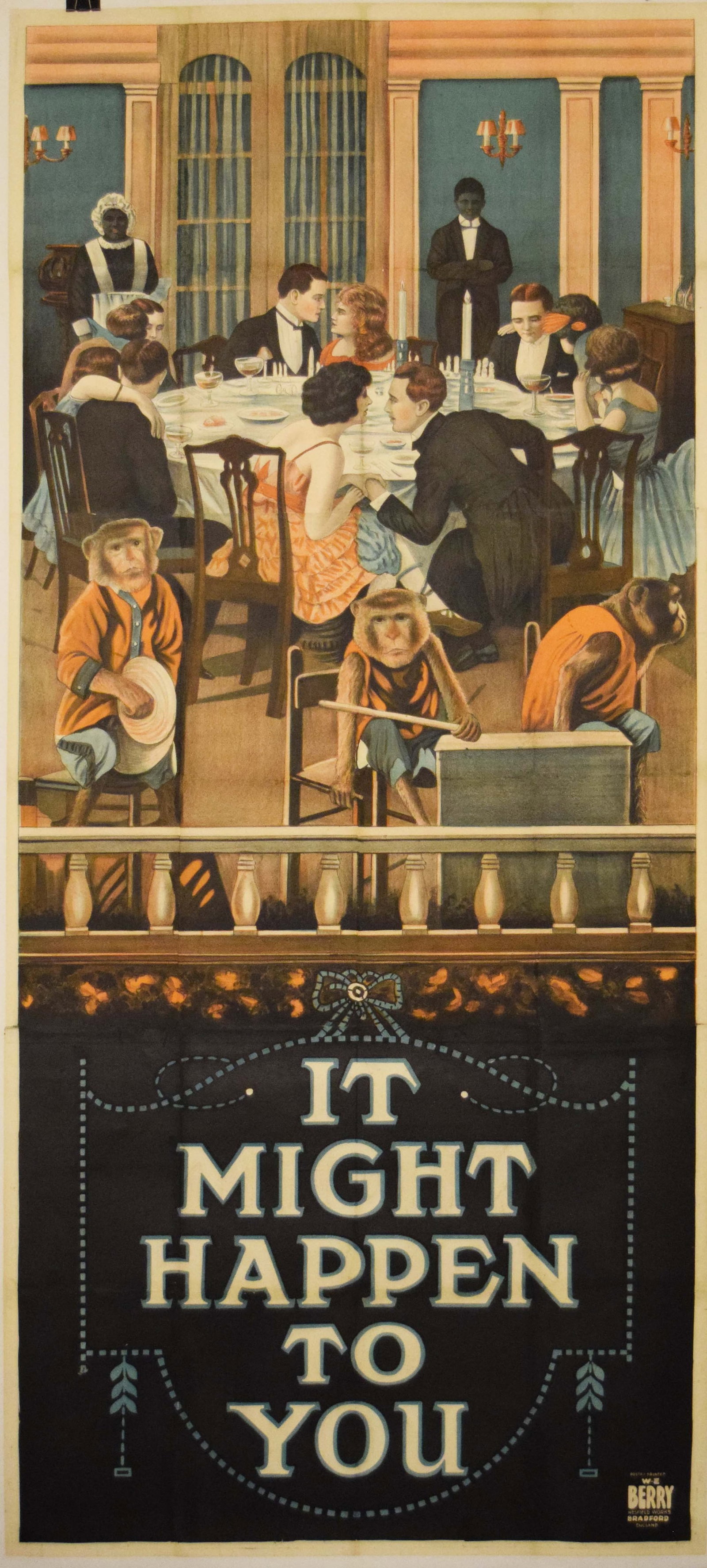 It Might Happen To You - English Theatre New Old Stock: Poster - "It Might Happen To You". W.E. Berry, Nordisc Works. Three sheet poster on linen. Light fold lines.