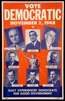 1948 Democratic Party Political Poster w/ Harry Truman (1 of 1)