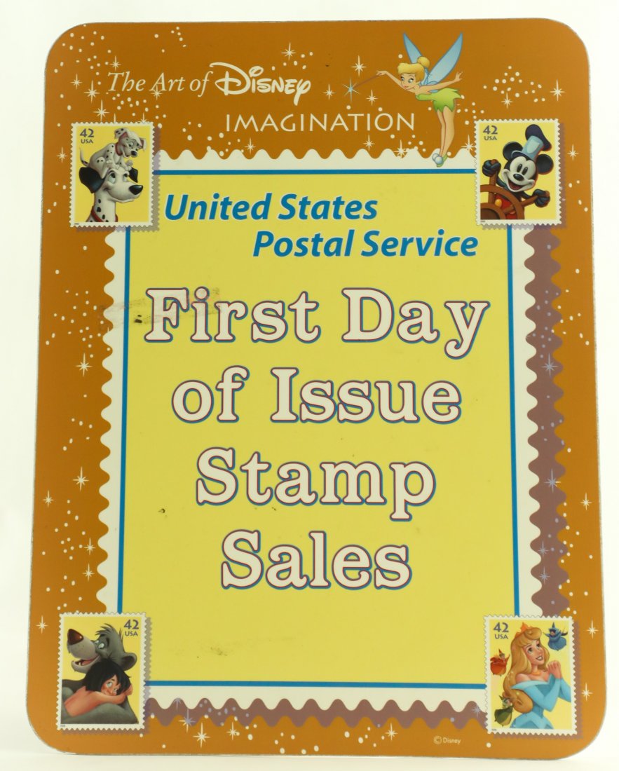 Disney Stamps Sign Tinker Bell Jungle Book: Rare Park Used Disney Stamps Sign. Made of plastic.