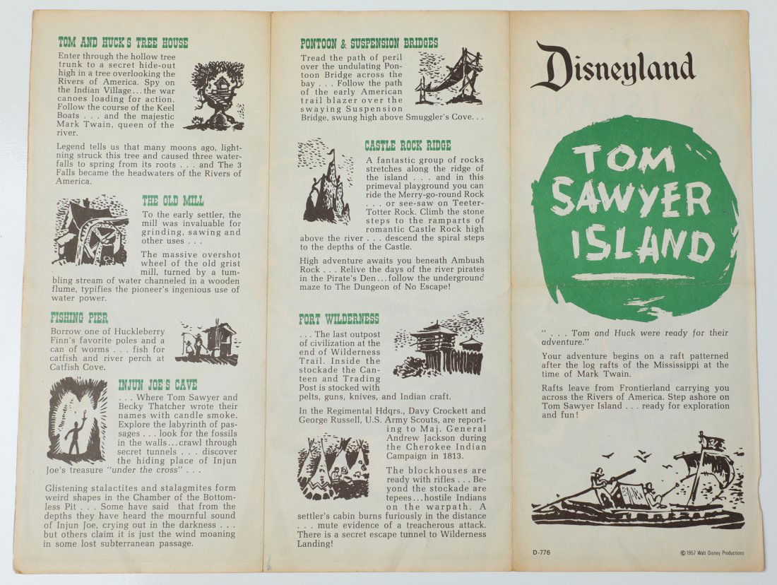 1957 Tom Sawyer Island Map  Brochure Guide (1 of 3)