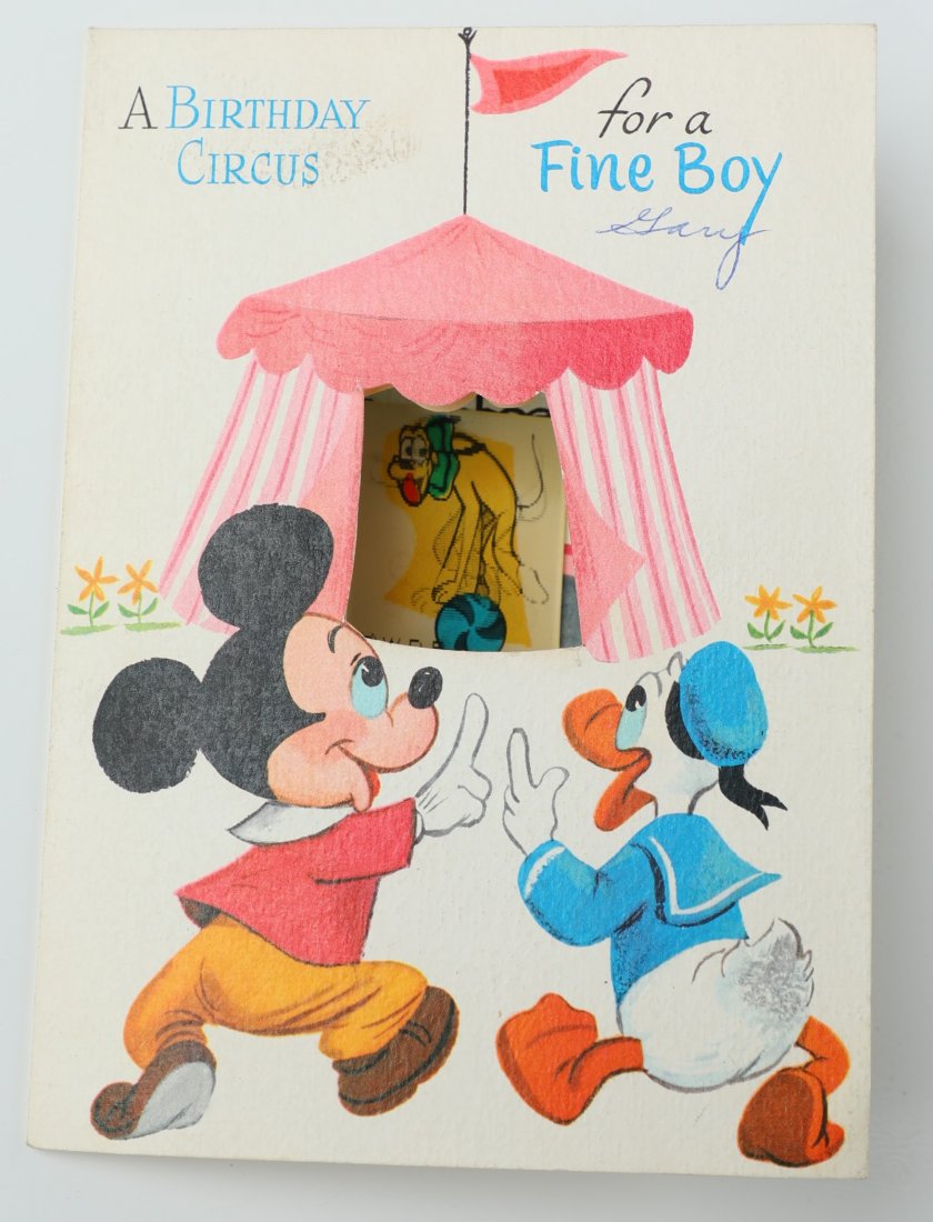 1955 A Birthday Circus Card by Gibson lenticular Pluto (1 of 3)
