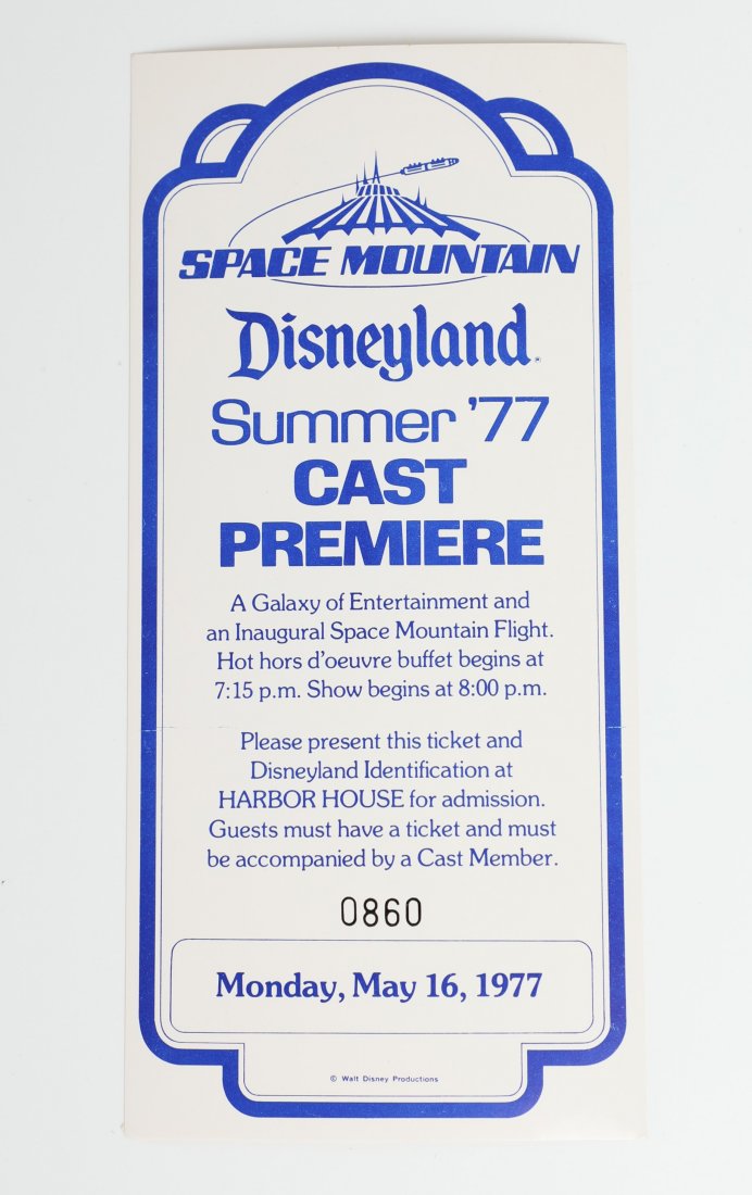 Rare 1977 Space Mountain Cast Member Premier Diseyland (1 of 4)