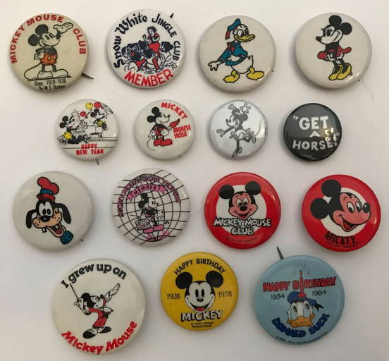 Vintage Collection Of Disney & Disneyland Buttons