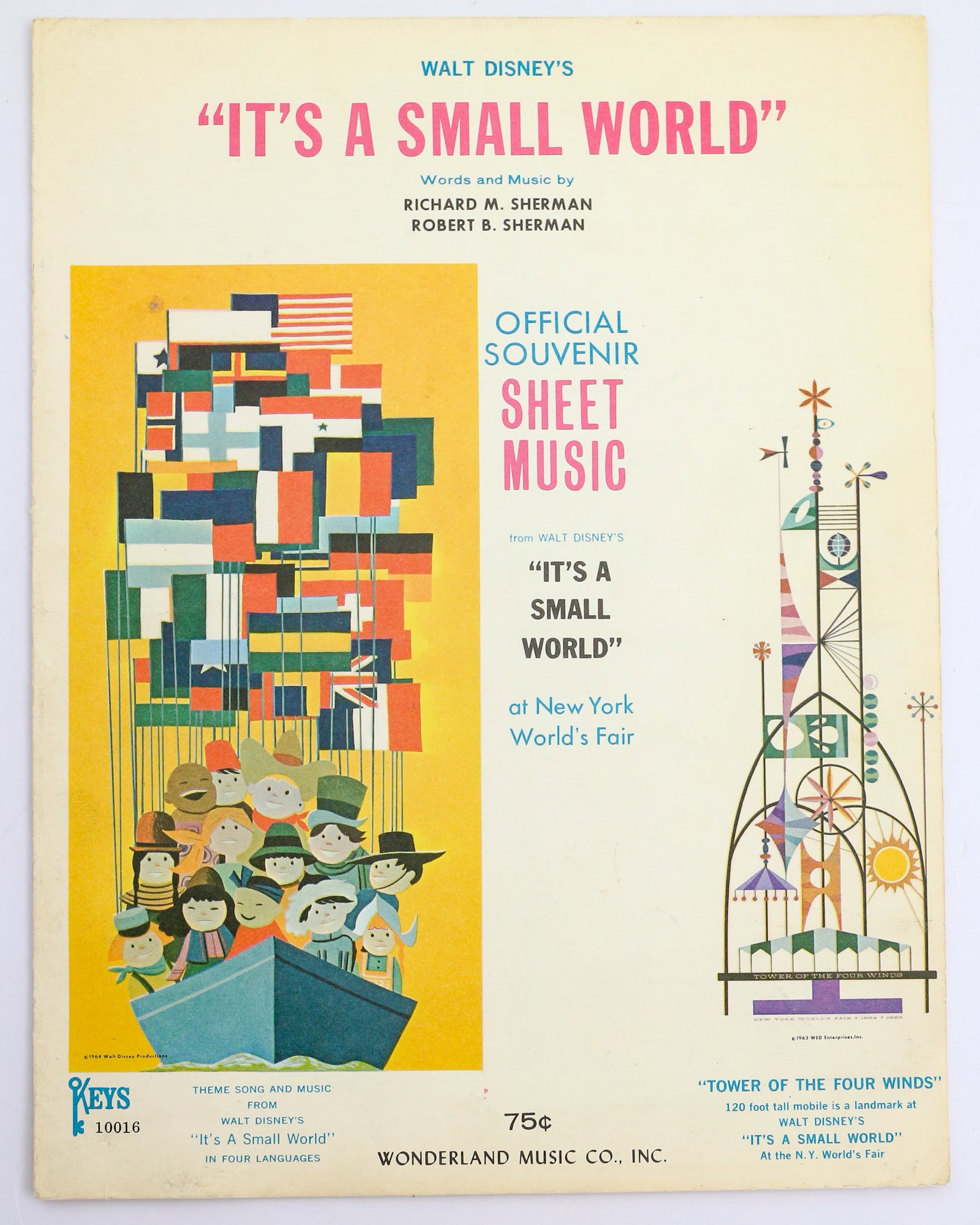 1964 New York World's Fair Souvenir Music Sheet for It's a Small World (1 of 3)