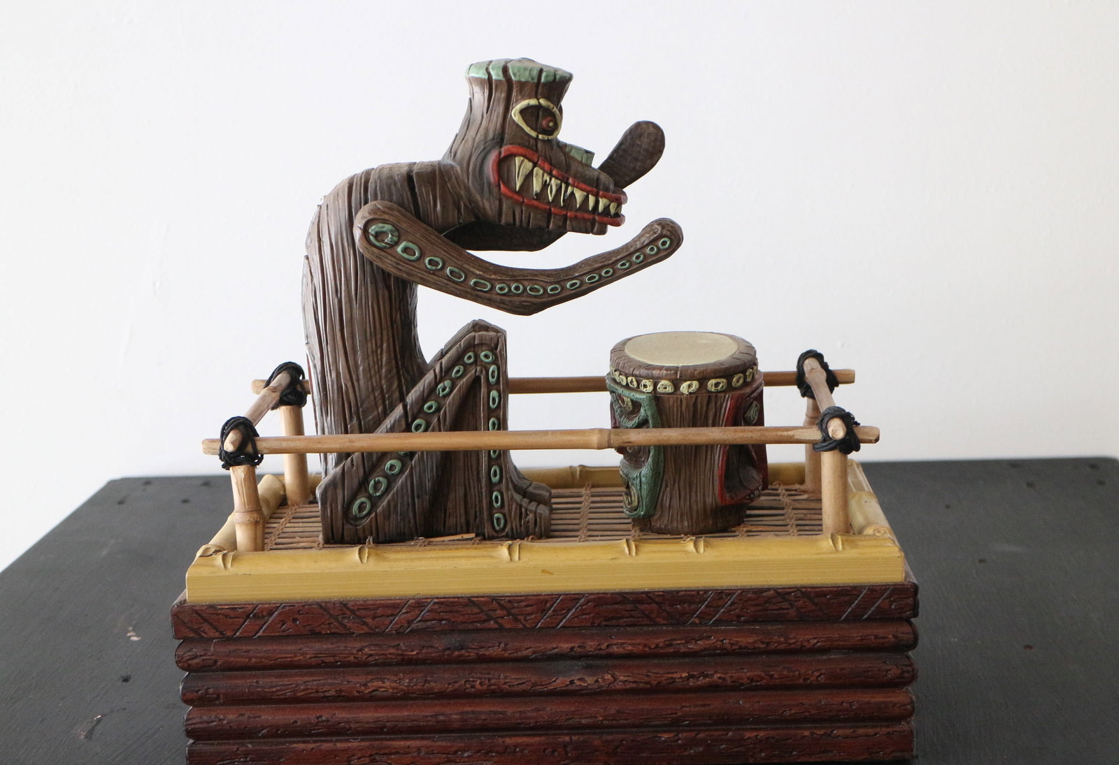 Walt Disney World 50th Anniversary Limited Edition Tiki Drummer: (Walt Disney World, c. 2021) Park Exclusive in celebration of the 50th Anniversary of Walt Disney World the park sold a limited edition Tiki God Drummer. The drummer was originally set on 50th anniver