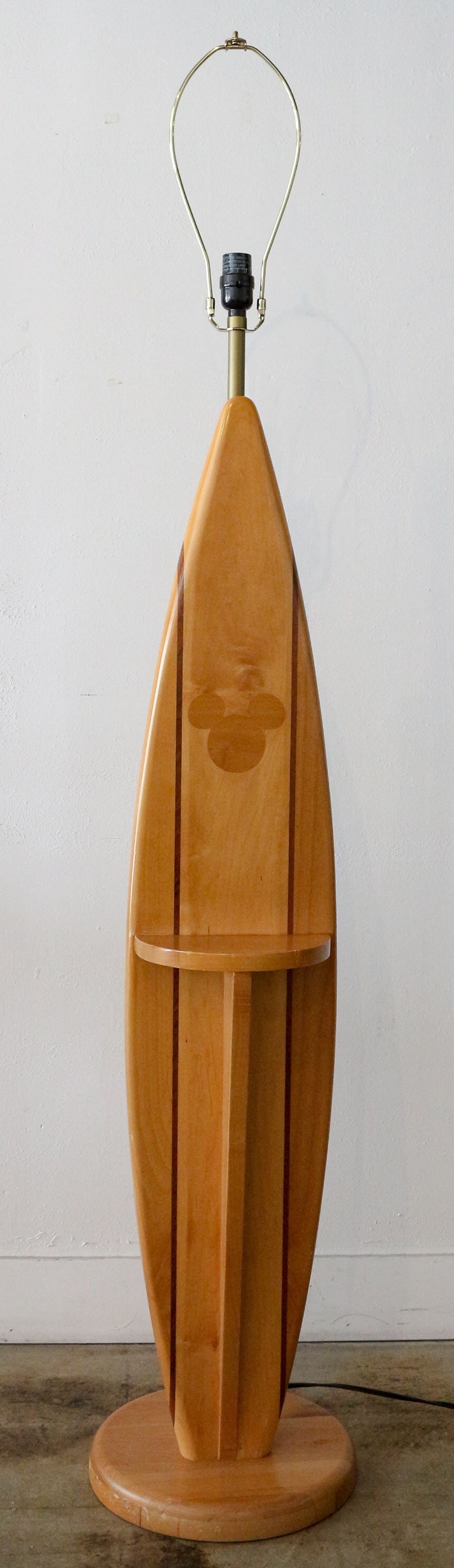 Paradise Pier Hotel Hidden Mickey Surfboard Wooden Floor Lamp. (1 of 4)