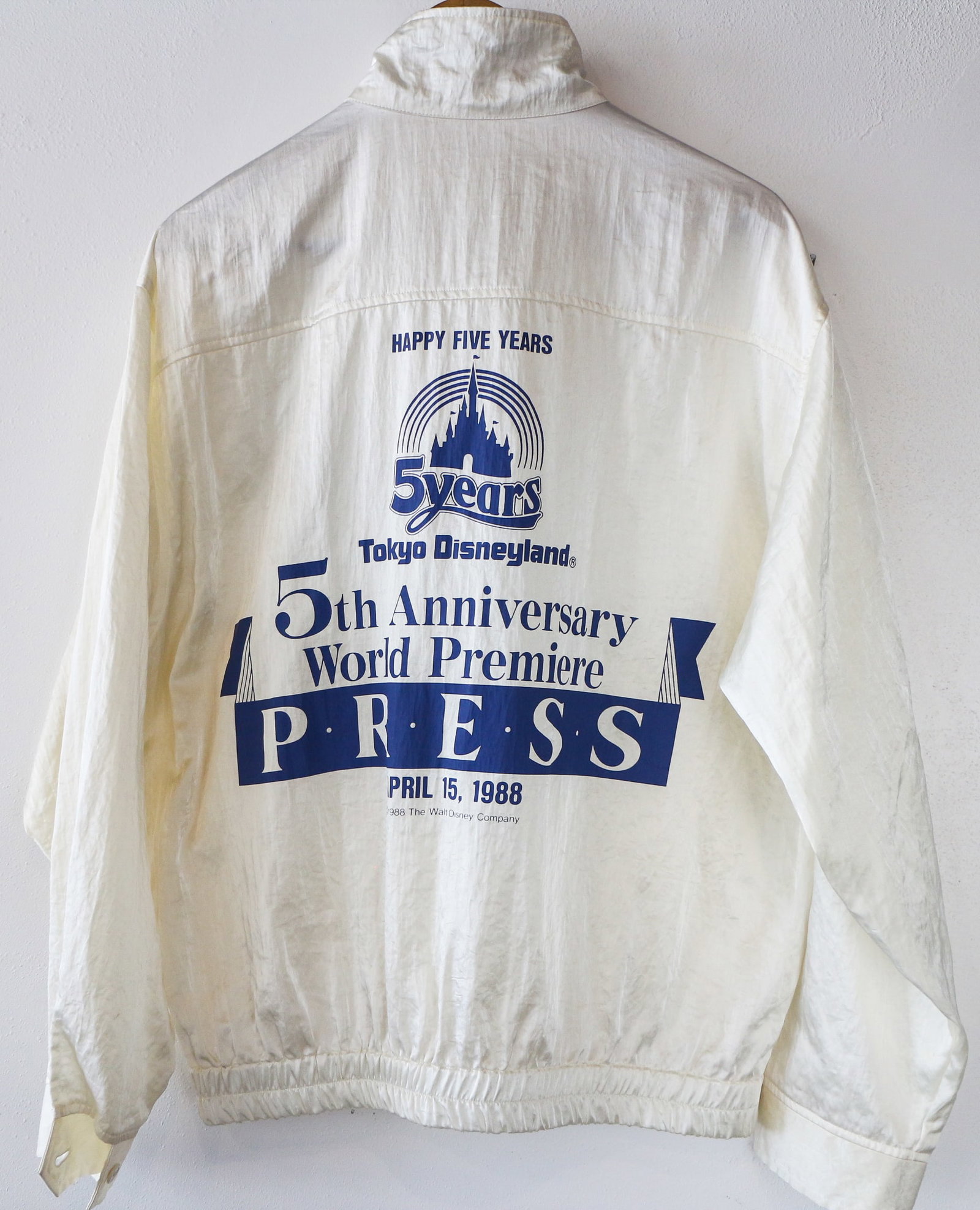 Tokyo Disneyland 5-Year Anniversary Press Jacket.: (Tokyo Disneyland, 1988) This jacked was created during the historic 5 Year anniversary for Tokyo Disneyland on April 15, 1988. The jacket was created for members of the press covering the event, and 