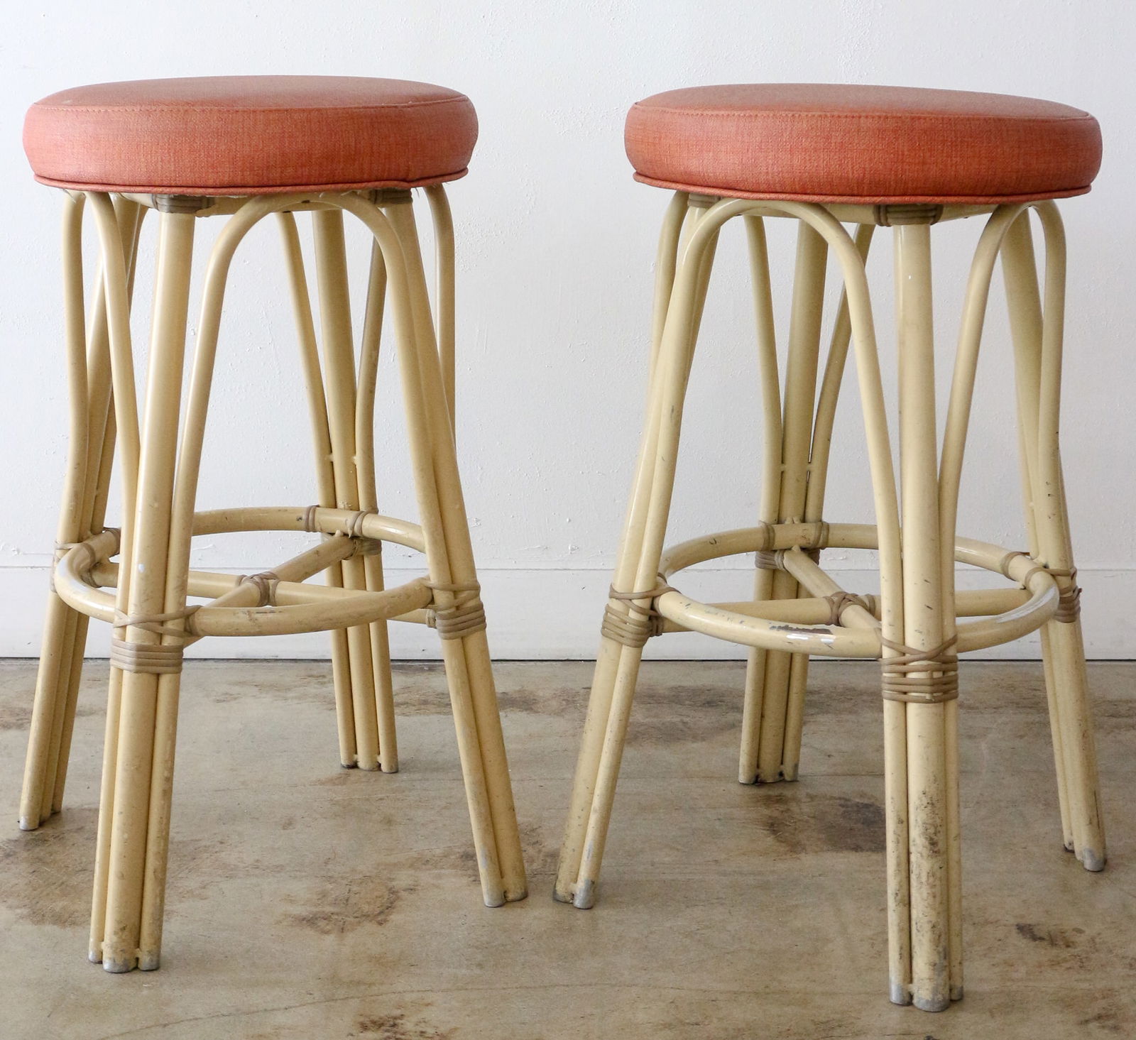 Pair of Tangaroa Terrace Tiki Bar Stools from Disneyland Hotel.: (Disneyland, 2010s) This is a pair of tiki bar stools from the popular counter service restaurant Tangaroa Terrace at the Disneyland Hotel. These stools convey the Adventureland theme of the restauran