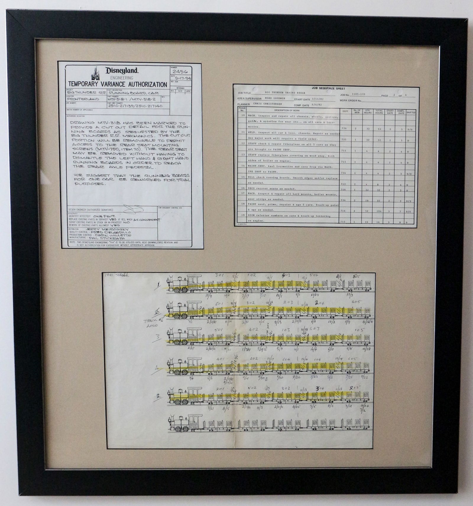 Big Thunder Mountain Framed Imagineering Documents. (1 of 5)