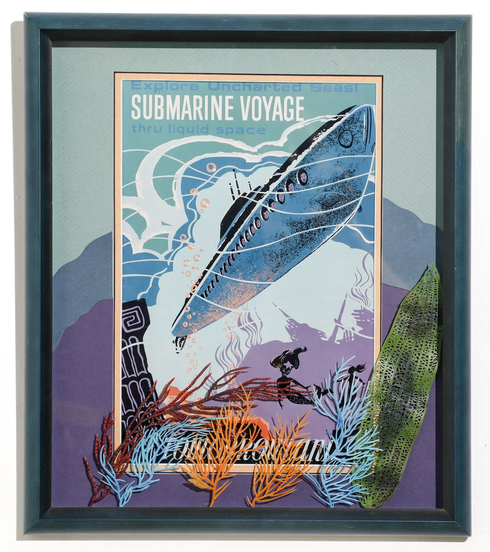 Submarine Voyage Framed Attraction Poster with Prop Seaweed. (1 of 3)