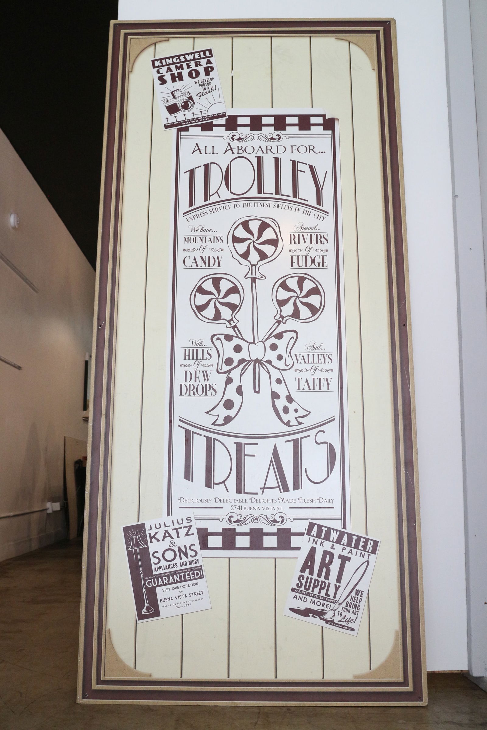 Buena Vista Street LARGE Pre-Opening "Trolley Treats" Construction Sign. (1 of 3)