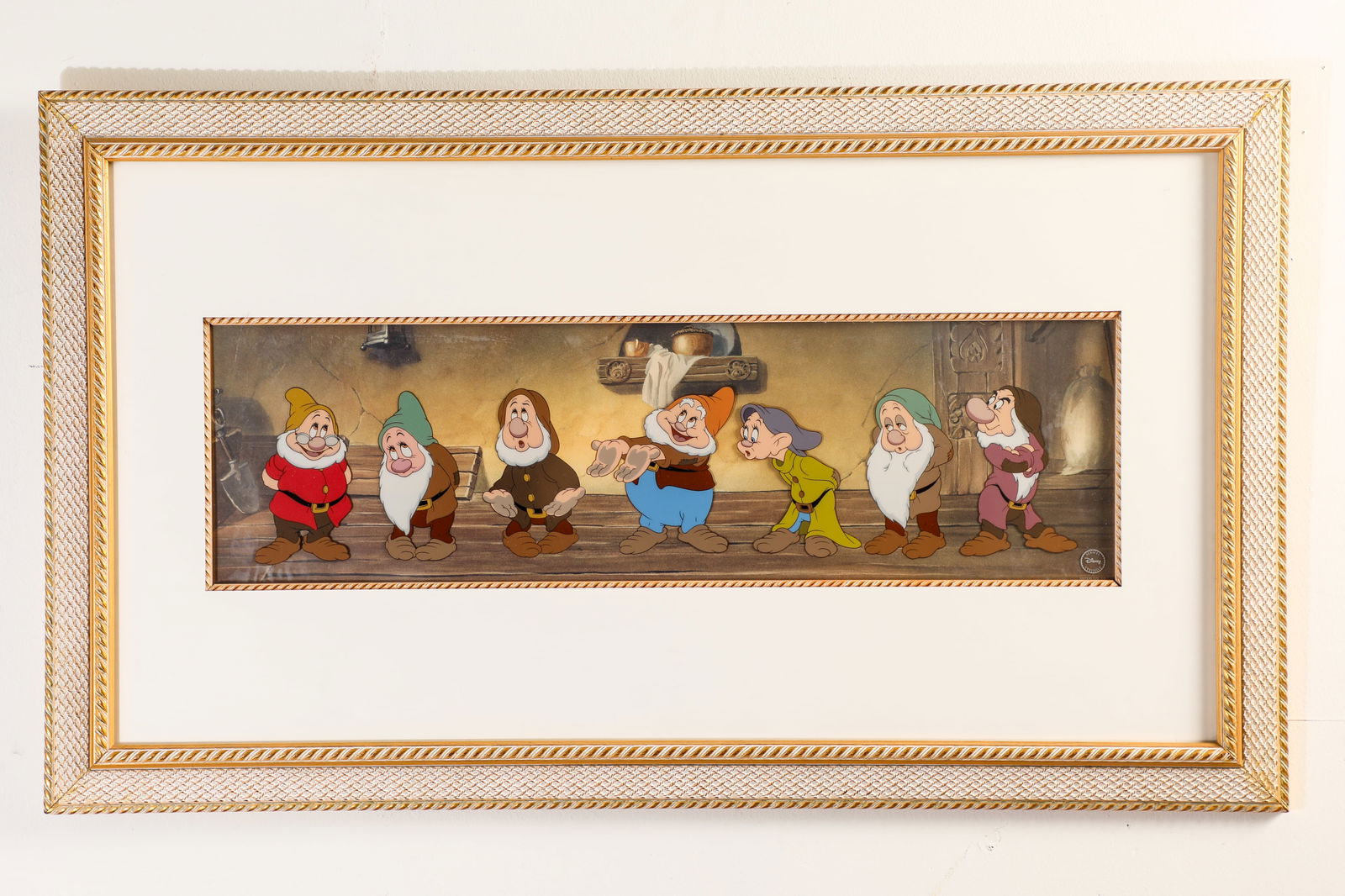 Snow White "Time to Wash Up" Limited Edition Sericel.: (Disney, 1996) This rare limited edition sericel titled "Time to Wash Up" recreates the iconic moment of Snow White and the Seven Dwarfs when the Dwarfs fail their pre-supper dirty hand inspection. Cr