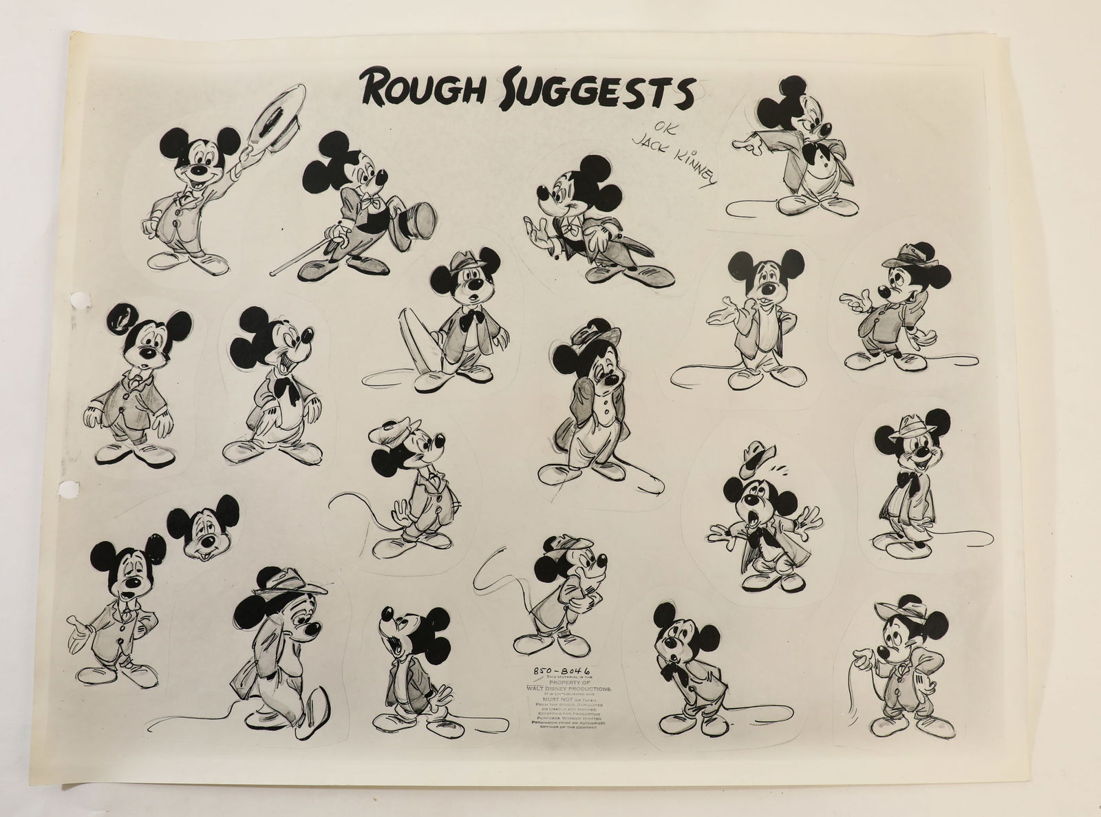 Mickey Mouse Vintage Studio Photostat Model Sheet from Unfinished Mickey Short. (1 of 2)