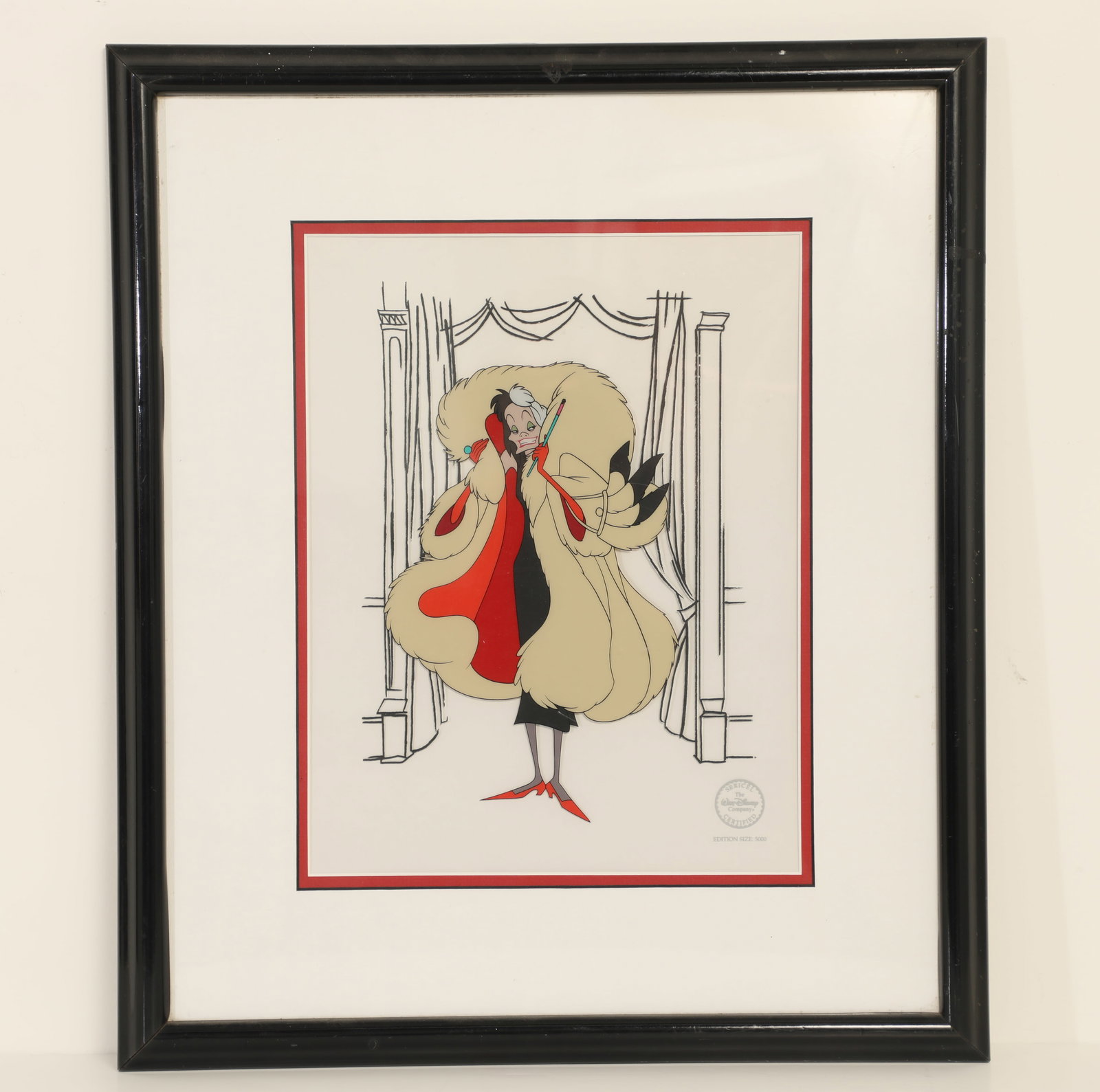 101 Dalmatians "Hello, Dahling!" Cruella DeVil Limited Edition Sericel. (1 of 5)