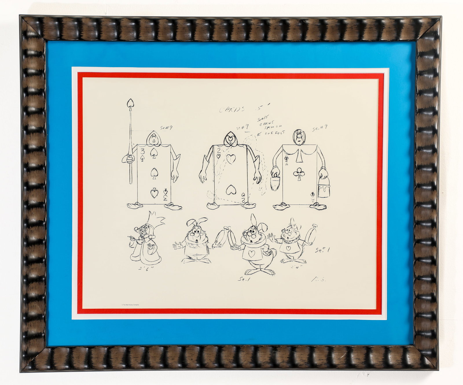 Alice in Wonderland White Rabbit and Playing Cards Disneyland Hotel Model Sheet Print. (1 of 3)