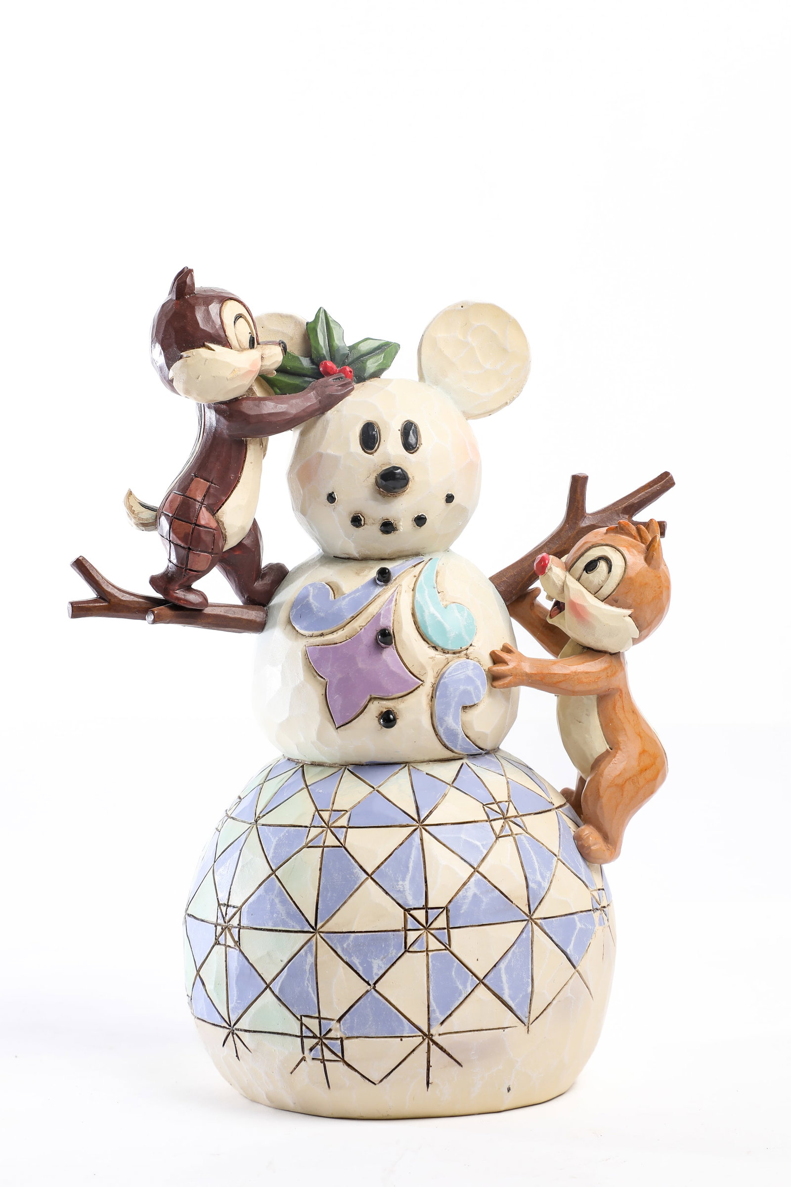 Jim Shore Disney Traditions - Chip ‘n’ Dale “Woodland Winter Wonderland” Figure (2000s).: Rascally chipmunks Chip ‘n’ Dale team up to create a familiar “snowmouse” for Jim Shore Disney Traditions "Woodland Winter Wonderland"! Measuring approximately 7” tall and 5.5”