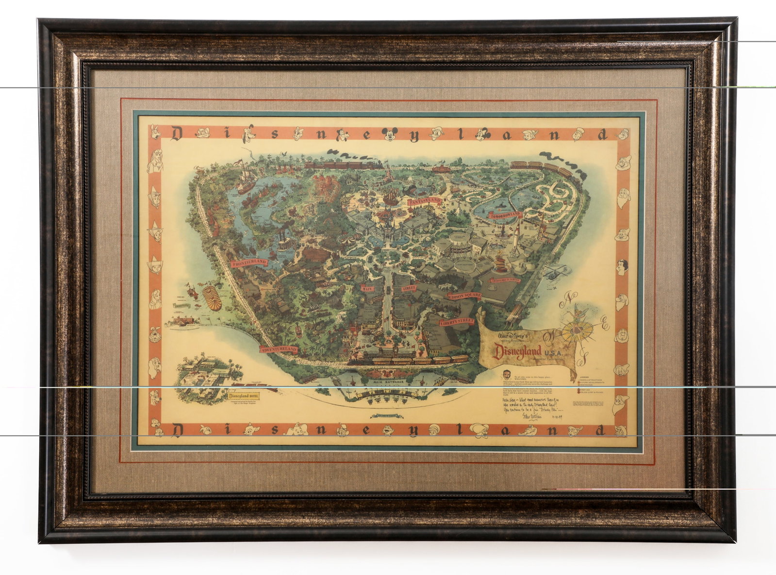 Disneyland - “1958 Souvenir Fun Map” Re-release Signed by Artist Sam McKim (1999): “Disneyland will never be completed. It will continue to grow as long as there is imagination in the world!” Walt Disney Imagineer Sam McKim (1924-2004) has indelibly signed a limited-release 