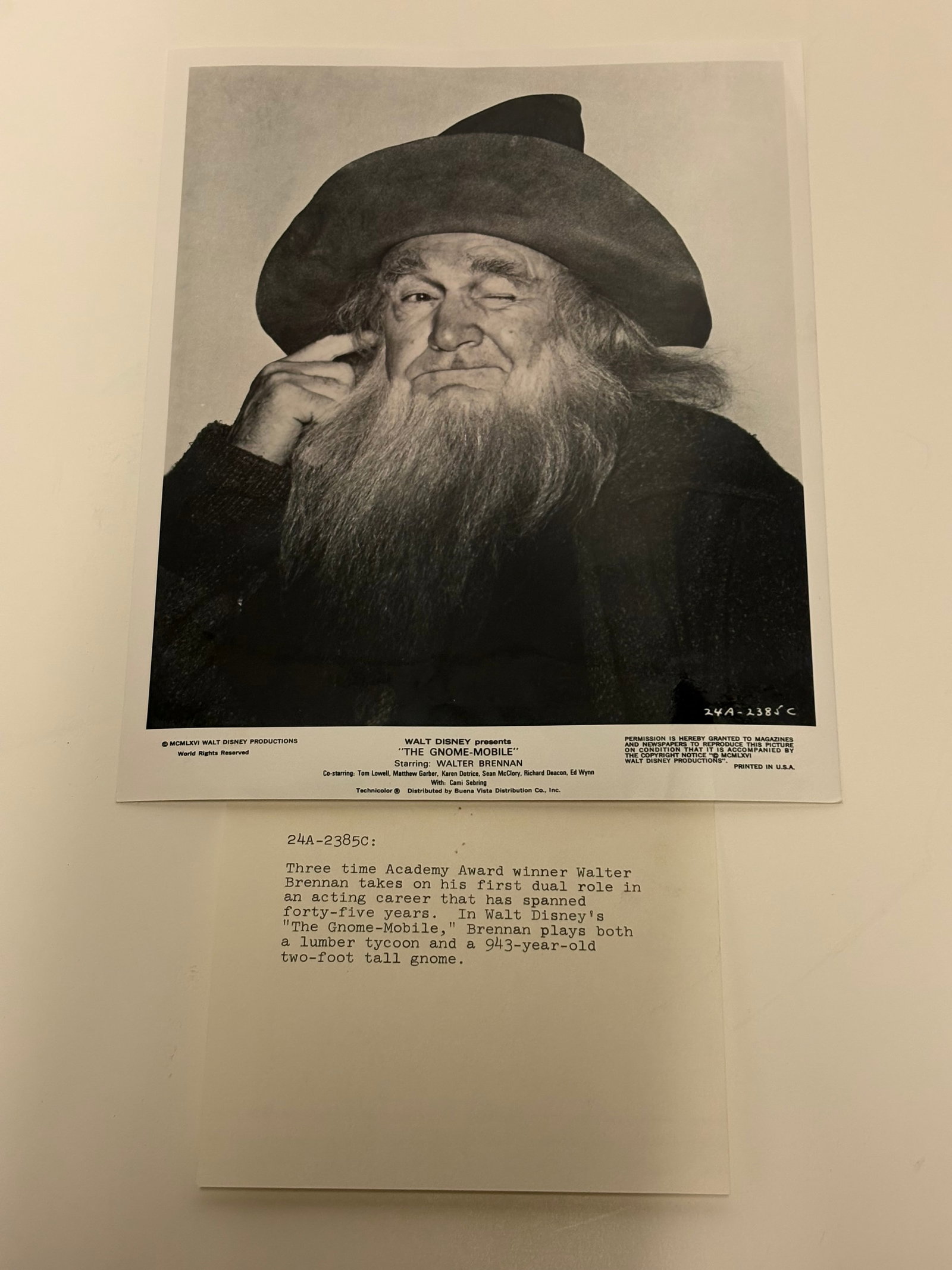 The Gnome Mobile Walter Brennan Promotional Photo Print (Walt Disney, 1967) (1 of 4)