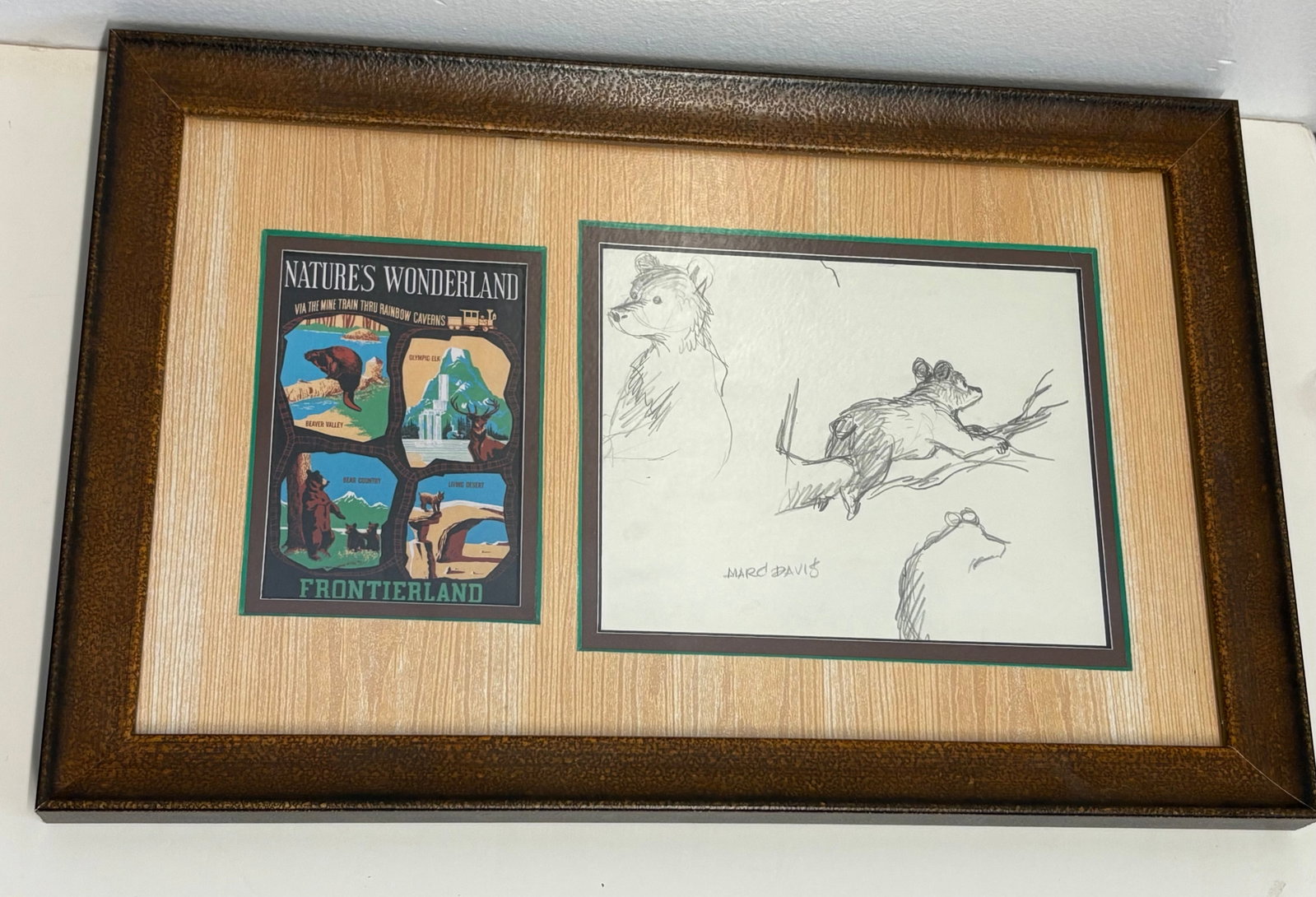 Marc Davis Hand-Drawn Mine Train Bears Signed Concept Art.: (Disneyland, c. 1974) This is an incredibly rare concept drawing by Imagineer and Disney Legend Marc Davis, that depicts three bear characters for the Mine Train thru Nature's Wonderland at Disneyland