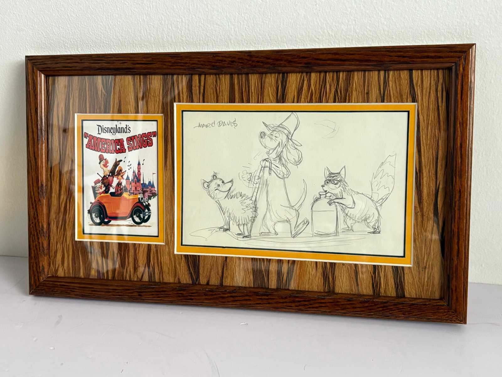 Marc Davis Hand-Drawn America Sings Animatronic Characters Signed Concept Art.: (Disneyland, c. 1972) This is an incredibly rare concept drawing by Imagineer and Disney Legend Marc Davis, that depicts a trio of singing animatronic characters for America Sings at Disneyland. This 