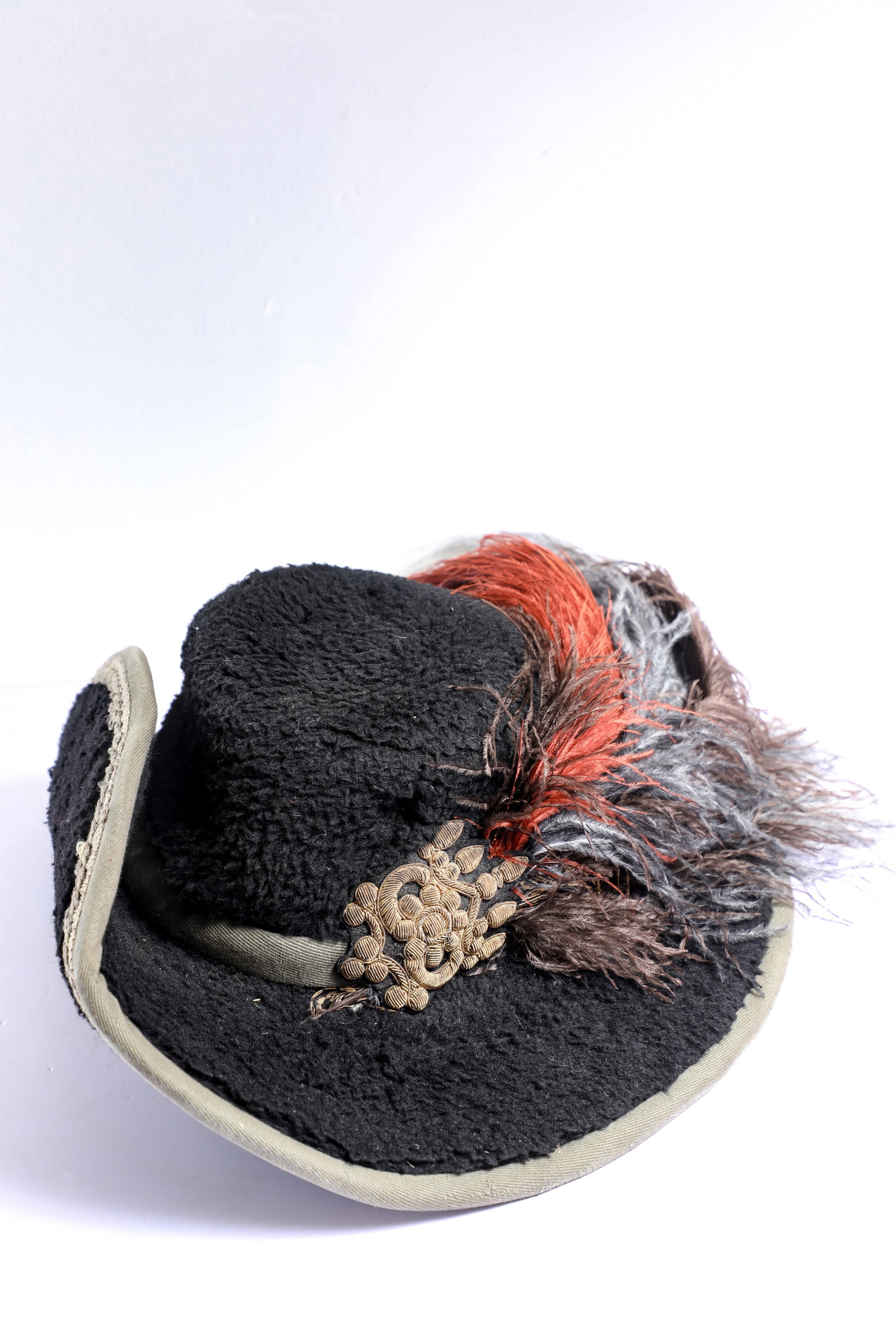 Disneyland - Pirates of the Caribbean Stunt Show Costume Hat (2007): This fine feathered hat was worn by one of the rascals, scoundrels, villains or knaves that battled Jack Sparrow for the Pirates of the Caribbean stunt show in Pirate’s Lair on Tom Sawyer Island! Du