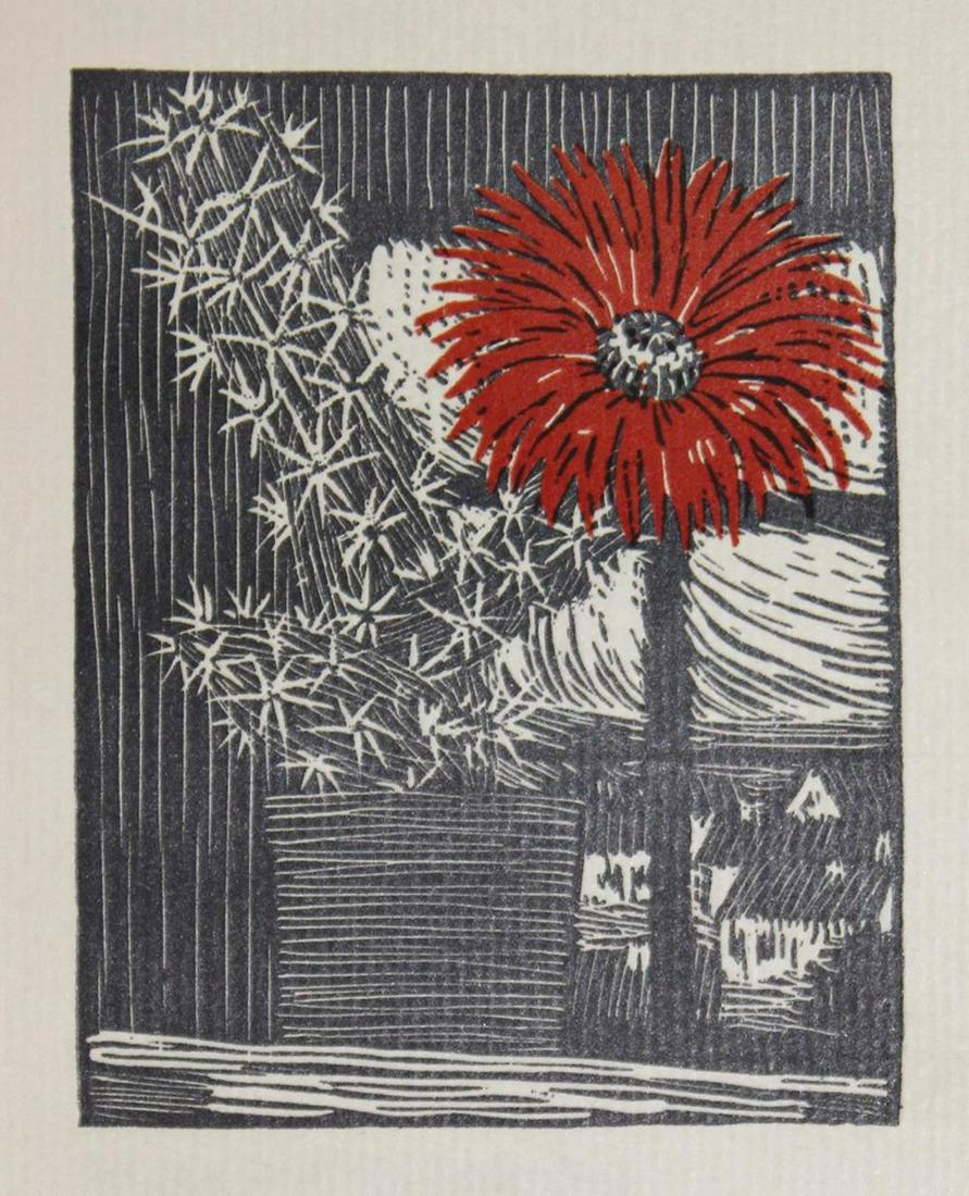 Bezruc,P.: Slezske pisne. Prag, Spolek Ceskych Bibliofilu 1909. Mit 3 ganzs. Abb. (1 farb.), Typo u. Ausstattung v. Vojtech Preissig. 93 S., 3 Bl. Flex. ldr. mit goldgepr. Dtit. u. Kopfgoldschn. (Tls. gering ber