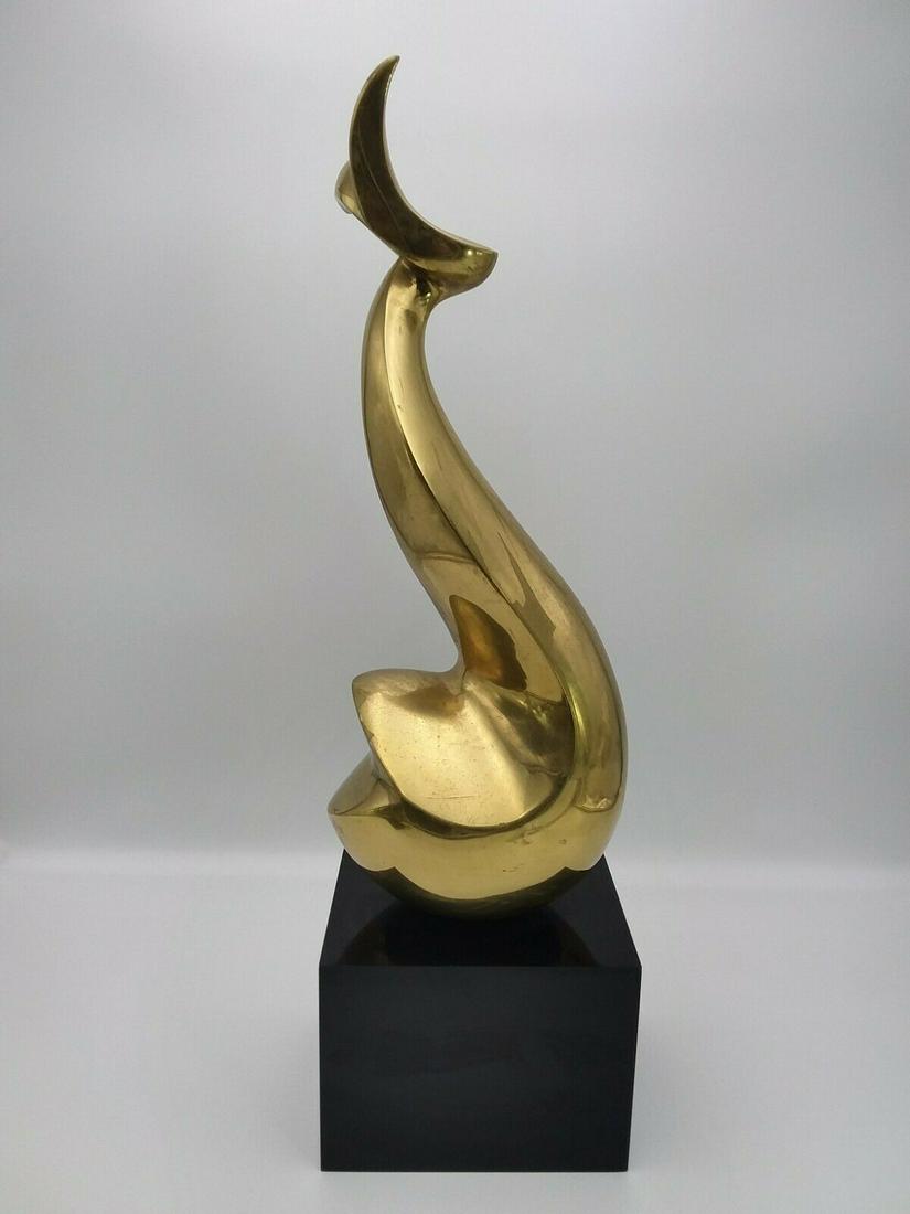 Philippe Jean (French) Gold Gilded Bronze Dolphin Fish: Cast Bronze Gold Gilded Modernist Dolphin Fish Sculpture 1980 Signed & Numbered by the Artist. Limited edition of 100, this one numbered as 55. Hallmarks: Dated/Numbered/Signed on back (see Photo). Sc