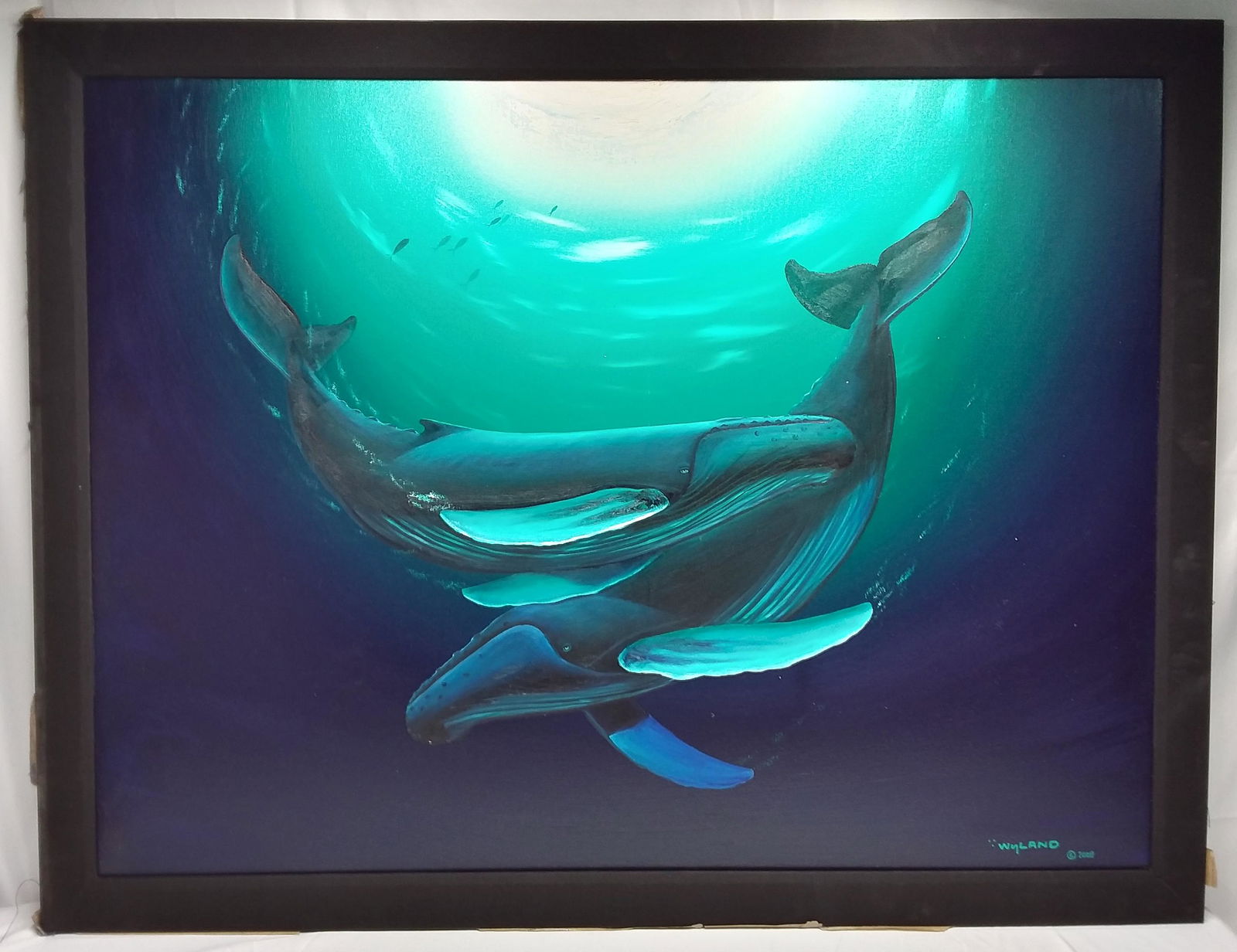 Large Robert Wyland Original Oil Painting-Crossing Sea: 2008 Large Original Robert Wyland Oil Painting Titled "Crossing Sea". Signed & dated by artist on the lower right - see Photo.