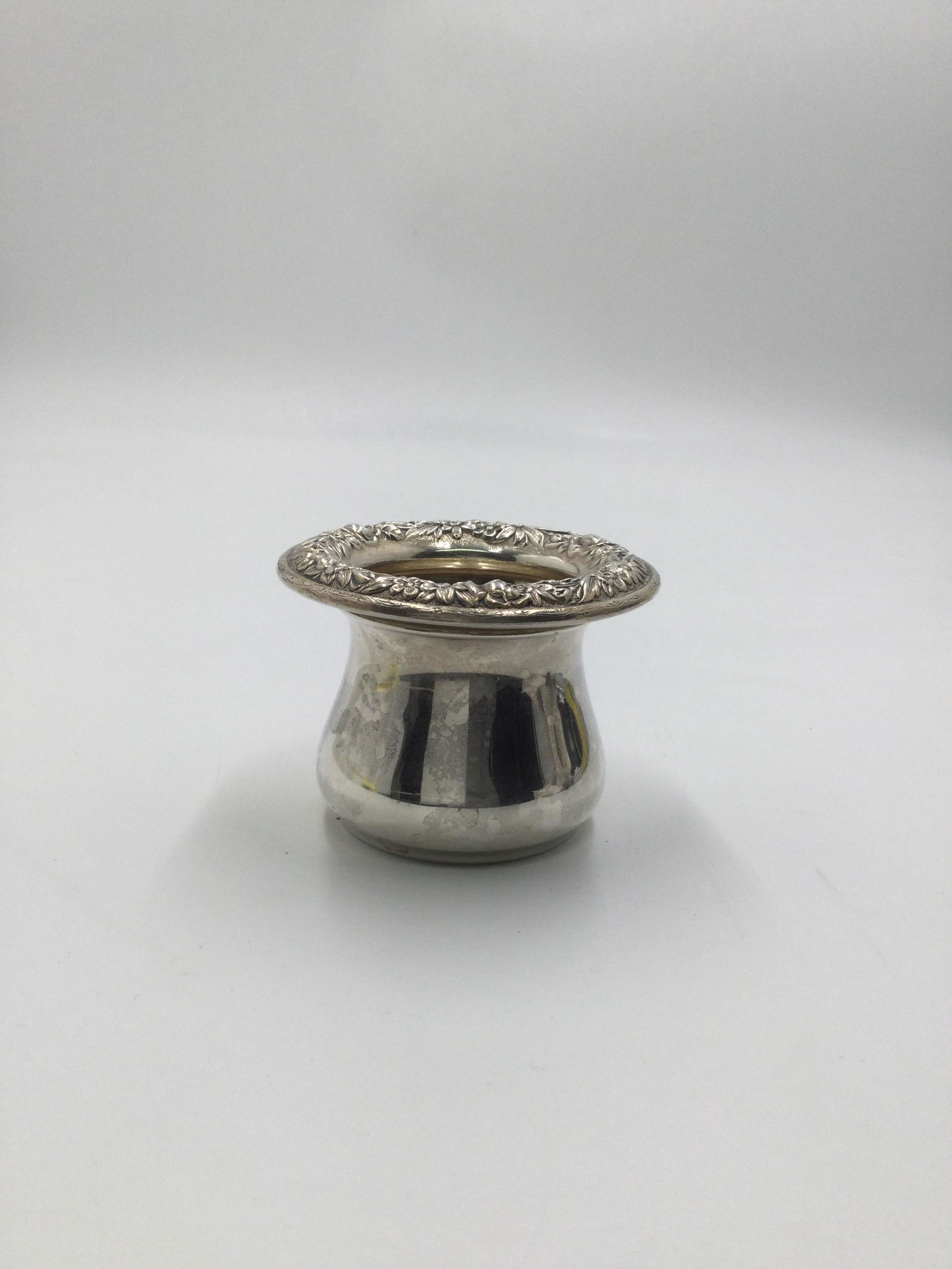S Kirk & Son Sterling Silver Repousse Toothpick Holder: S Kirk & Son Sterling Silver Repousse Rose Toothpick Holder. Approximately 2" H x 2 3/4" W - Weight approximately 67.3 Grams. Free pick-up at our warehouse. Shipping is done by a 3rd party shipper and
