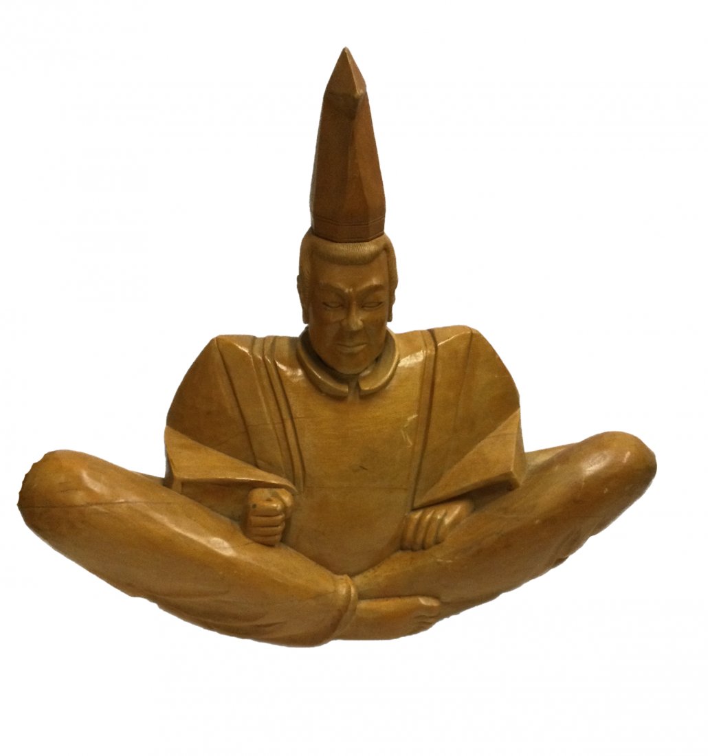 Hand Carved Wooden Japanese Sculpture of Shinto Priest (1 of 4)