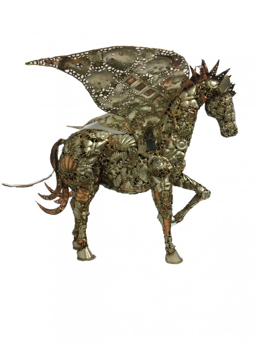 Intricate Mixed Metals Embossed Pegasus Sculpture (1 of 8)