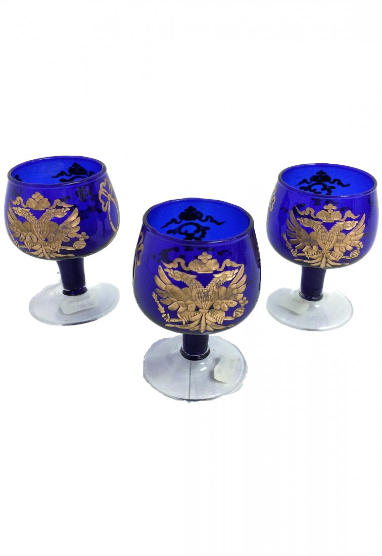 Russian Double Eagle Cobalt Blue Cordial Glasses (1 of 5)